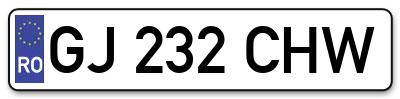 Placuta inmatriculare numar auto  GJ-232-CHW, GJ 232 CHW, GJ232CHW