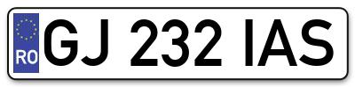 Placuta inmatriculare numar auto  GJ-232-IAS, GJ 232 IAS, GJ232IAS