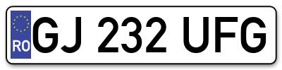 Placuta inmatriculare numar auto  GJ-232-UFG, GJ 232 UFG, GJ232UFG