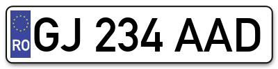 Placuta inmatriculare numar auto  GJ-234-AAD, GJ 234 AAD, GJ234AAD