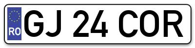 Placuta inmatriculare numar auto  GJ-24-COR, GJ 24 COR, GJ24COR