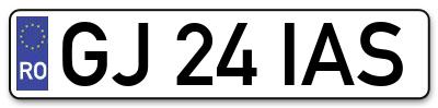 Placuta inmatriculare numar auto  GJ-24-IAS, GJ 24 IAS, GJ24IAS
