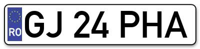 Placuta inmatriculare numar auto  GJ-24-PHA, GJ 24 PHA, GJ24PHA