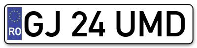 Placuta inmatriculare numar auto  GJ-24-UMD, GJ 24 UMD, GJ24UMD