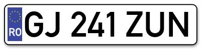Placuta inmatriculare numar auto  GJ-241-ZUN, GJ 241 ZUN, GJ241ZUN