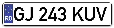 Placuta inmatriculare numar auto  GJ-243-KUV, GJ 243 KUV, GJ243KUV
