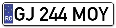 Placuta inmatriculare numar auto  GJ-244-MOY, GJ 244 MOY, GJ244MOY