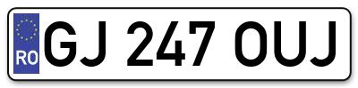 Placuta inmatriculare numar auto  GJ-247-OUJ, GJ 247 OUJ, GJ247OUJ