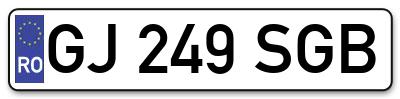 Placuta inmatriculare numar auto  GJ-249-SGB, GJ 249 SGB, GJ249SGB