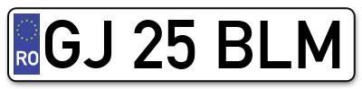Placuta inmatriculare numar auto  GJ-25-BLM, GJ 25 BLM, GJ25BLM
