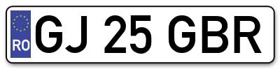 Placuta inmatriculare numar auto  GJ-25-GBR, GJ 25 GBR, GJ25GBR
