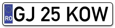 Placuta inmatriculare numar auto  GJ-25-KOW, GJ 25 KOW, GJ25KOW