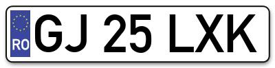Placuta inmatriculare numar auto  GJ-25-LXK, GJ 25 LXK, GJ25LXK