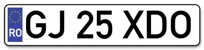 Placuta inmatriculare numar auto  GJ-25-XDO, GJ 25 XDO, GJ25XDO