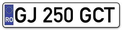Placuta inmatriculare numar auto  GJ-250-GCT, GJ 250 GCT, GJ250GCT