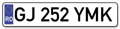 Placuta inmatriculare numar auto  GJ-252-YMK, GJ 252 YMK, GJ252YMK