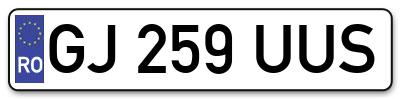 Placuta inmatriculare numar auto  GJ-259-UUS, GJ 259 UUS, GJ259UUS