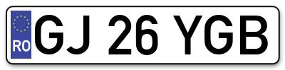 Placuta inmatriculare numar auto  GJ-26-YGB, GJ 26 YGB, GJ26YGB
