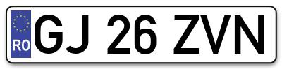 Placuta inmatriculare numar auto  GJ-26-ZVN, GJ 26 ZVN, GJ26ZVN