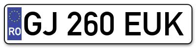 Placuta inmatriculare numar auto  GJ-260-EUK, GJ 260 EUK, GJ260EUK