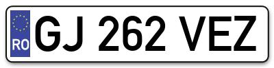 Placuta inmatriculare numar auto  GJ-262-VEZ, GJ 262 VEZ, GJ262VEZ