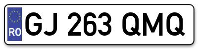 Placuta inmatriculare numar auto  GJ-263-QMQ, GJ 263 QMQ, GJ263QMQ