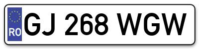 Placuta inmatriculare numar auto  GJ-268-WGW, GJ 268 WGW, GJ268WGW