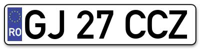 Placuta inmatriculare numar auto  GJ-27-CCZ, GJ 27 CCZ, GJ27CCZ