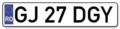 Placuta inmatriculare numar auto  GJ-27-DGY, GJ 27 DGY, GJ27DGY