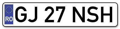 Placuta inmatriculare numar auto  GJ-27-NSH, GJ 27 NSH, GJ27NSH