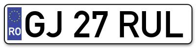 Placuta inmatriculare numar auto  GJ-27-RUL, GJ 27 RUL, GJ27RUL