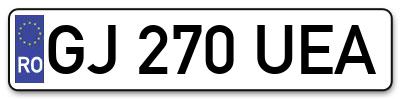 Placuta inmatriculare numar auto  GJ-270-UEA, GJ 270 UEA, GJ270UEA