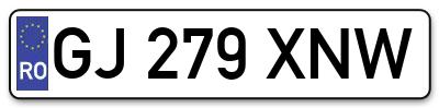 Placuta inmatriculare numar auto  GJ-279-XNW, GJ 279 XNW, GJ279XNW