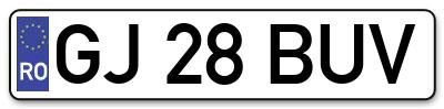 Placuta inmatriculare numar auto  GJ-28-BUV, GJ 28 BUV, GJ28BUV
