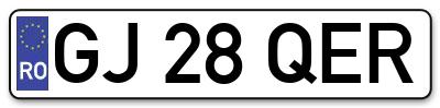 Placuta inmatriculare numar auto  GJ-28-QER, GJ 28 QER, GJ28QER
