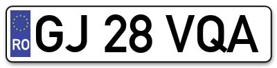 Placuta inmatriculare numar auto  GJ-28-VQA, GJ 28 VQA, GJ28VQA