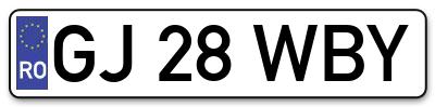 Placuta inmatriculare numar auto  GJ-28-WBY, GJ 28 WBY, GJ28WBY
