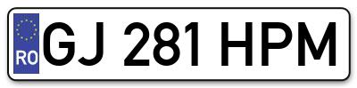 Placuta inmatriculare numar auto  GJ-281-HPM, GJ 281 HPM, GJ281HPM