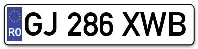 Placuta inmatriculare numar auto  GJ-286-XWB, GJ 286 XWB, GJ286XWB