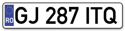Placuta inmatriculare numar auto  GJ-287-ITQ, GJ 287 ITQ, GJ287ITQ