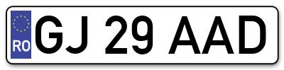 Placuta inmatriculare numar auto  GJ-29-AAD, GJ 29 AAD, GJ29AAD