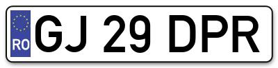 Placuta inmatriculare numar auto  GJ-29-DPR, GJ 29 DPR, GJ29DPR