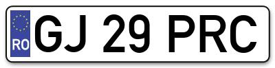 Placuta inmatriculare numar auto  GJ-29-PRC, GJ 29 PRC, GJ29PRC