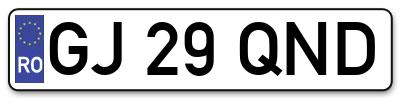 Placuta inmatriculare numar auto  GJ-29-QND, GJ 29 QND, GJ29QND