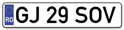 Placuta inmatriculare numar auto  GJ-29-SOV, GJ 29 SOV, GJ29SOV