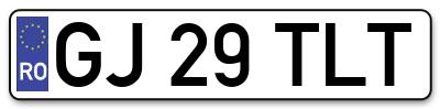 Placuta inmatriculare numar auto  GJ-29-TLT, GJ 29 TLT, GJ29TLT