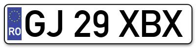 Placuta inmatriculare numar auto  GJ-29-XBX, GJ 29 XBX, GJ29XBX