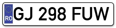 Placuta inmatriculare numar auto  GJ-298-FUW, GJ 298 FUW, GJ298FUW