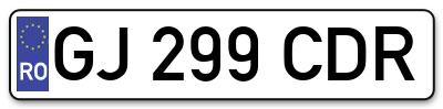 Placuta inmatriculare numar auto  GJ-299-CDR, GJ 299 CDR, GJ299CDR