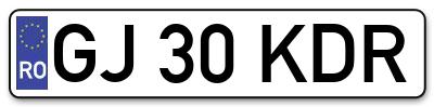 Placuta inmatriculare numar auto  GJ-30-KDR, GJ 30 KDR, GJ30KDR